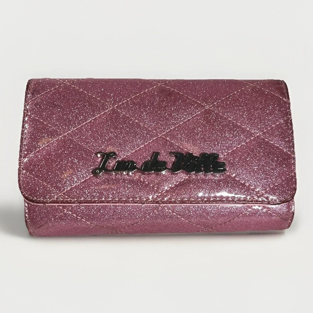Lux de Ville Route 66 Wallet Baby Pink Lamé Quilted Retro Pinup Rockabilly